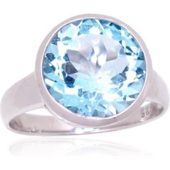 Серебряное кольцо #2101913(PRh-Gr)_TZLB, Серебро 925°, родий (покрытие), Небесно-голубой топаз, Размер: 18.5, 5.1 гр.