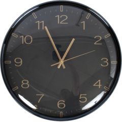 Sienas pulkstenis CLASSY D36cm, melns/zelts