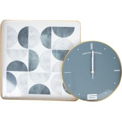 Wall clock NORA with a picture 40x60cm, grey