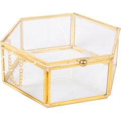 Glass box BERYL 15x9xH5cm, golden