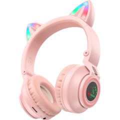 OEM Наушники Borofone BO18 Cat Ear bluetooth розовый