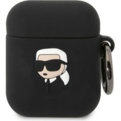 Karl Lagerfeld 3D Logo NFT Karl Head Silicone Case for Airpods 1|2 Black