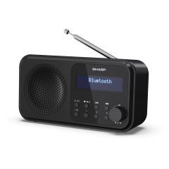 Sharp DR-P420(BK) Tokyo Portable Digital Radio, FM/DAB/DAB+, Bluetooth 5.0, USB or Battery Powered, Midnight Black Radio, Radio pulksteņi