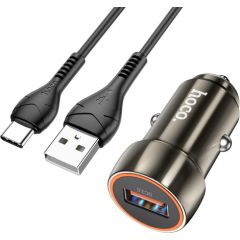 Автомобильная зарядка Hoco Z46 USB-A 18W QC3.0 + Type-C серая