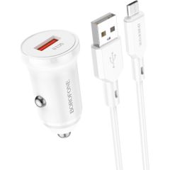 Автомобильная зарядка Borofone BZ18 Quick Charge 3.0 18W + MicroUSB белая