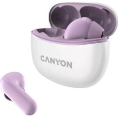 CANYON TWS-5, Bluetooth headset, with microphone, BT V5.3 JL 6983D4, Frequence Response:20Hz-20kHz, battery EarBud 40mAh*2+Charging Case 500mAh, type-C cable length 0.24m, size: 58.5*52.91*25.5mm, 0.036kg, Purple Austiņas