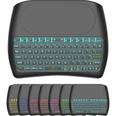 Fusion D8 bezvadu mini tastatūra datoram | PS4 | Xbox | Smart TV | Android + skārienpaliktnis melns (ar RGB fona apgaismojumu)