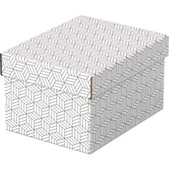 Uzglabāšanas kaste ESSELTE, ar vāku, 200x150x255, balta/pelēka (3gab./iepak.)