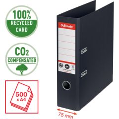 Mape-reģistrs ESSELTE No1 CO2 Neutral, A4, kartons, 75 mm, melnā krāsā