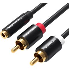 3.5mm Female to 2x RCA Male Audio Cable 2m Vention VAB-R01-B200 Black