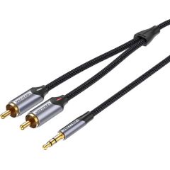 2xRCA cable (Cinch) jack to 3.5mm Vention BCNBK 8m (grey)