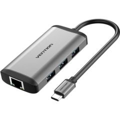 USB-C Docking Station to HDMI, 3x USB3.0, RJ45, PD 0.15m Vention CNCHB, gray