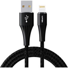 USB to Lightning cable Vipfan A01, 3A, 1.2m, braided (black).