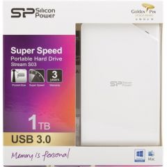 Silicon Power Stream S03 1TB White ārējais cietais disks