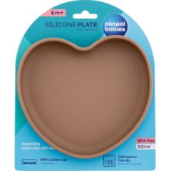 Canpol Silicone / Suction Plate Heart 300ml Beige