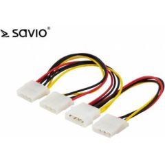 SAVIO barošanas kabelis AK-16|18cm| IDE Molex 4 pin male | 3xIDE Molex 4 pin female|Voltāžas 12V DCV DC