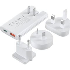 Mini travel wall charger Choetech PD6011 PD65W GaN slim USB-A+C  (white)