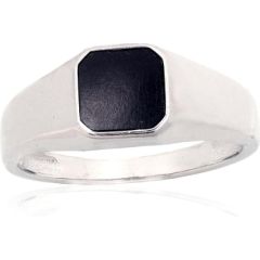 Серебряное кольцо #2101929(PRh-Gr)_ON, Серебро 925°, родий (покрытие), Оникс, Размер: 20.5, 3.9 гр.