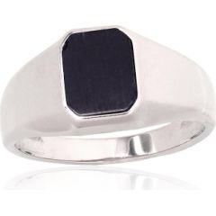 Серебряное кольцо #2101928(PRh-Gr)_ON, Серебро 925°, родий (покрытие), Оникс, Размер: 19.5, 5.2 гр.