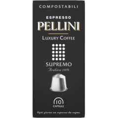 Pellini Top Luxury Supremo Ground coffee capsules Coffee Capsules for Nespresso coffee machines, 10 capsules, 100% Arabica, 50 g