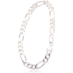 Серебряная цепочка Фигаро 7 мм, алмазная обработка граней #2400142-bracelet, Серебро 925°, длина: 21 см, 14.3 гр.