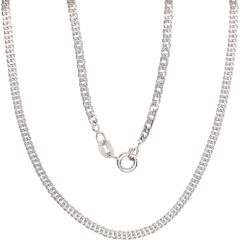 Серебряная цепочка Ромб 2 мм, алмазная обработка граней #2400079(PRh-Gr), Серебро 925°, родий (покрытие), длина: 50 см, 3.8 гр.