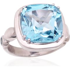 Серебряное кольцо #2101888(PRh-Gr)_TZLB, Серебро 925°, родий (покрытие), Небесно-голубой топаз, Размер: 17, 6.6 гр.
