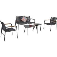 Dārza mēbeļu komplekts NEBO 2 galdi, sols un 2 krēsli
