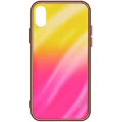 Evelatus Galaxy A50 Water Ripple Full Color Electroplating Tempered Glass Samsung Gradient Yellow-Pink
