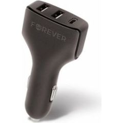 Forever USB car charger CC-05 2xUSB&type-C 4.8A Universal Black