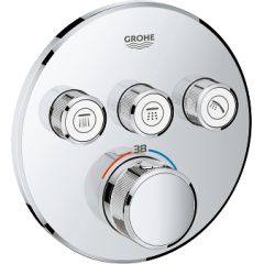 Grohe iebūvējamā dušas termostata SmartControl round virsapmetuma daļa, ar 3 izejām, hroms