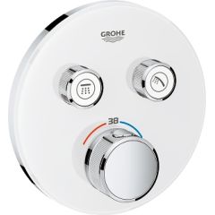 Grohe iebūvējamā dušas termostata SmartControl round virsapmetuma daļa, ar 2 izejām, balts/hroms