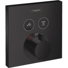 Hansgrohe iebūvējamā termostata ShowerSelect virsapmetuma daļa, ar 2 izejām, matēta melna