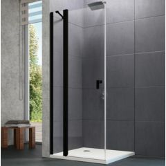 Huppe dušas durvis stūrim/nišai Design pure, 1000 mm, h=2000, black edition/caurspīdīgs stikls AP