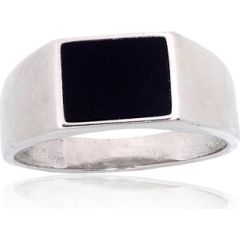 Серебряное кольцо #2101926(PRh-Gr)_ON, Серебро 925°, родий (покрытие), Оникс, Размер: 21.5, 5.5 гр.