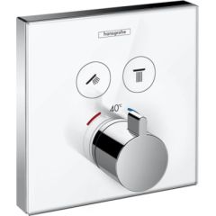 Hansgrohe iebūvējamā termostata ShowerSelect virsapmetuma daļa, ar divām izejām, balts stikls/hroms