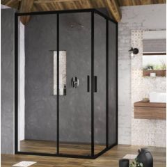 Ravak dušas durvis stūrim BLSRV2K, 900 mm, h=1950, melns/caurspīdīgs stikls