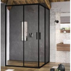 Ravak dušas durvis stūrim BLSRV2K, 1000 mm, h=1950, melns/caurspīdīgs stikls