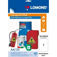 Lomond PET Laserjet Film Self Adhesive Transparent Matte A4, 25 sheets Papīrs printeriem