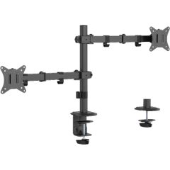 Gembird MA-D2-03 Adjustable desk mounted double monitor arm, 17”-32”, black
