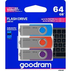 Pendrive GoodRam UTS3 (3-pack), 64 GB  (UTS3-0640MXR11-3P)