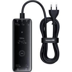 Digital Charger Baseus GaN , 3x USB-C + USB + DC, 240W + cable1m (black)