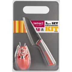 3 pcs set knife, sharpener, cutting board Lamart LT2099 Citi virtuves piederumi