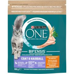 PURINA One Bifensis Coat & Hairball Chicken - dry cat food - 800 g