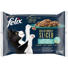 Purina FELIX Deliciously Sliced Fish - wet cat food - 4x 80 g