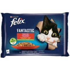 Purina Felix Fantastic country flavors meat with vegetables - chicken with tomatoes, beef with carrots - 340g (4x 85 g)