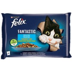 Purina Felix Fantastic country flavors in jelly, salmon, trout with vegetables -(4x 85 g) Kaķu konservi