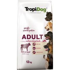 TROPIDOG Premium Adult Medium & Large Beef with rice - dry dog food - 12 kg