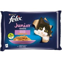 Purina Felix Fantastic Junior rural flavors in jelly - chicken, salmon - 340g (4x 85 g) Kaķu konservi