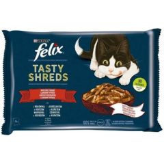 Purina FELIX Tasty Shreds with beef and chicken - 4x 80g Kaķu konservi